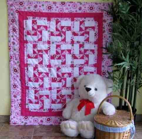 Handmade Baby quilt, lady bug pattern quilt, pink quilt