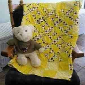 Handmade baby quilt. sports theme quilt, football print