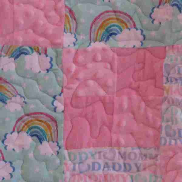 Handmade Baby Girl Rainbow Quilt - Image 2