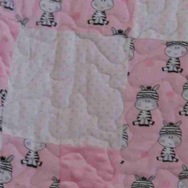 Zebras in  Pink and Gray Baby Quilt - Image 7