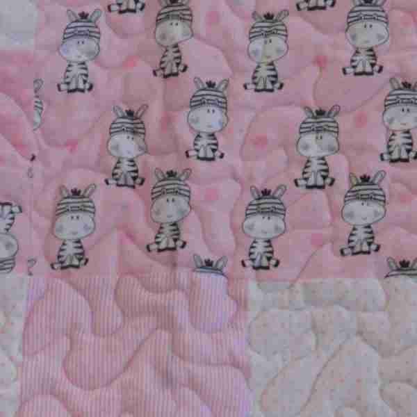 Zebras in  Pink and Gray Baby Quilt - Image 9