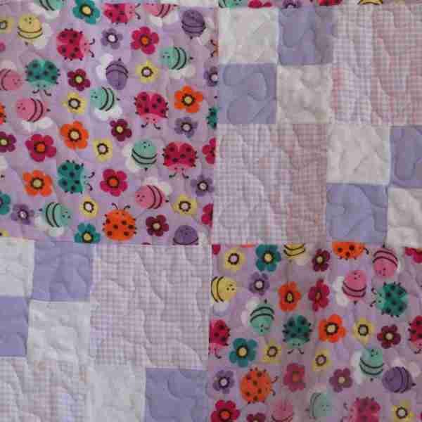 Lavender Flowers and Bugs Baby Quilt - Image 3