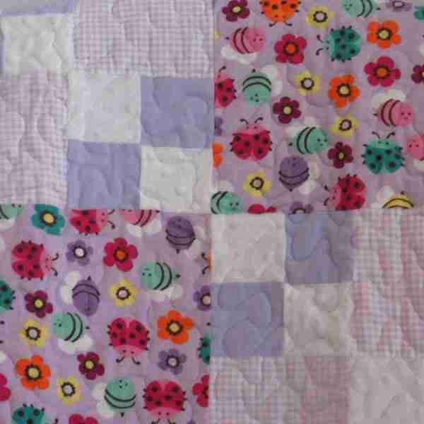 Lavender Flowers and Bugs Baby Quilt - Image 6