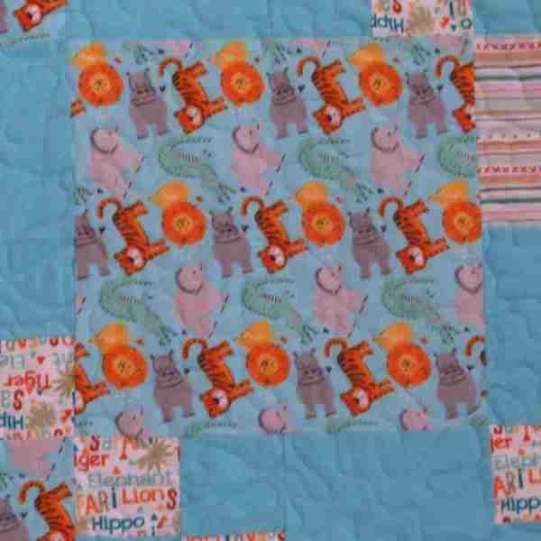 Lions and Tigers and Hippos Baby Quilt - Image 8