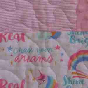 Pink Unicorns and Rainbows Baby Quilt