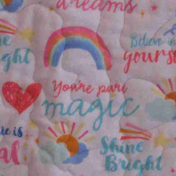 Pink Unicorns and Rainbows Baby Quilt - Image 3