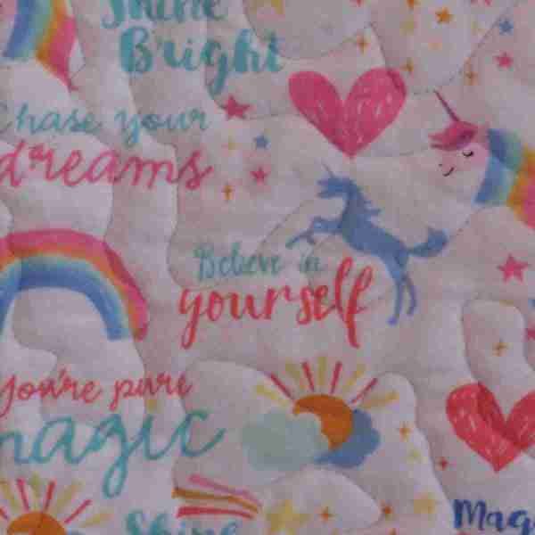Pink Unicorns and Rainbows Baby Quilt - Image 5
