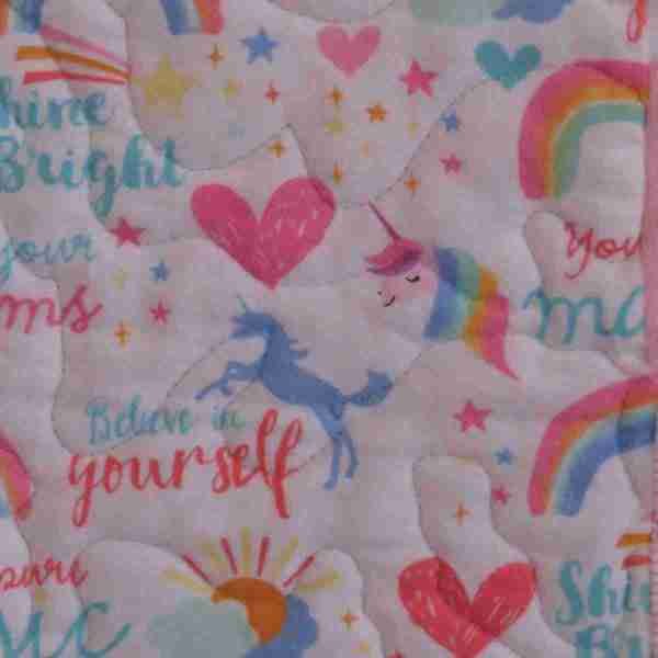 Pink Unicorns and Rainbows Baby Quilt - Image 6