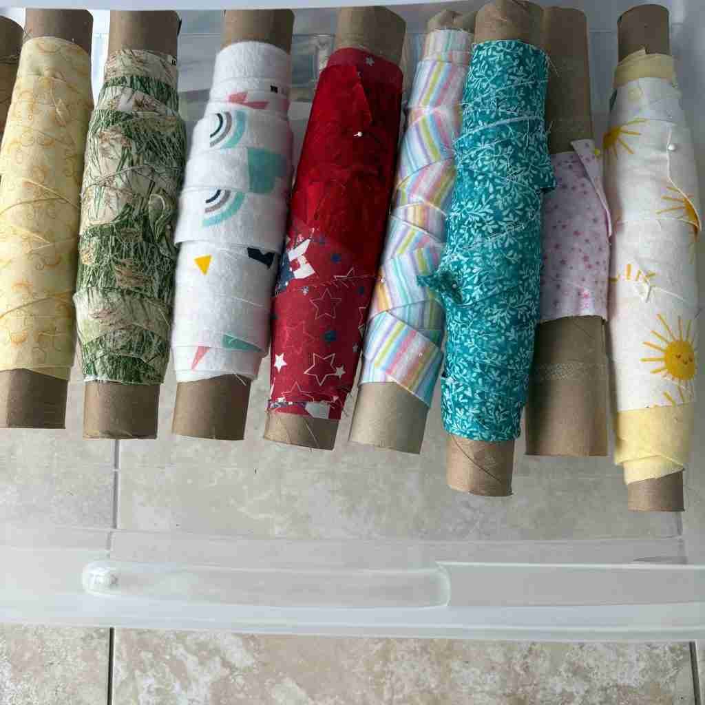 binding storage on paper towel rolls