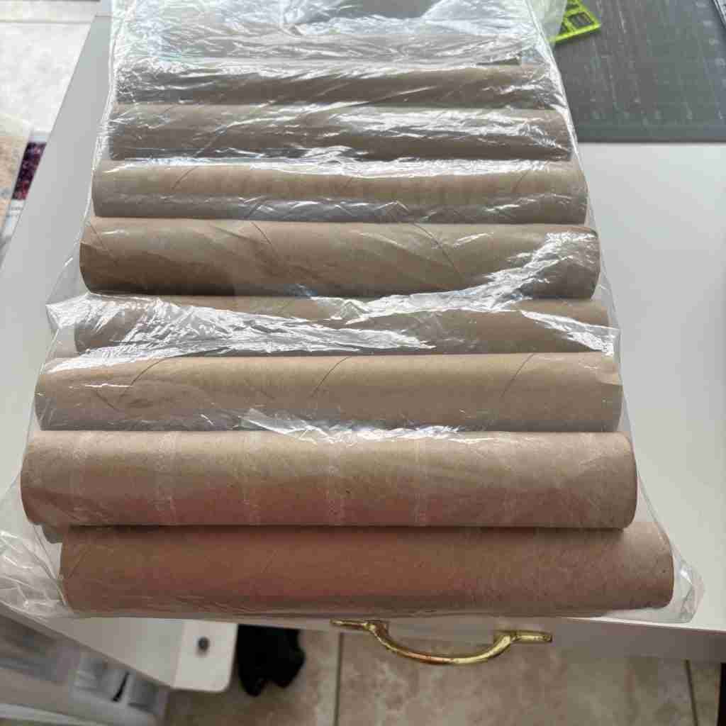 paper towel rolls for organizing your sewing room