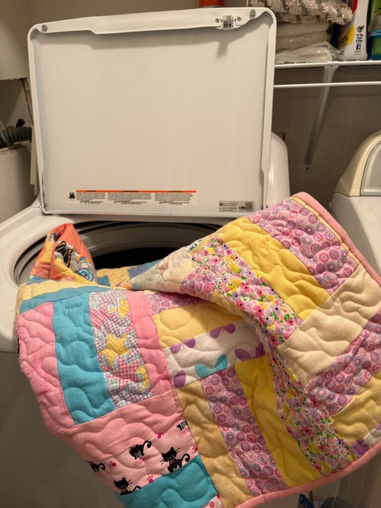 handmade baby quilts and mats are machine washable
