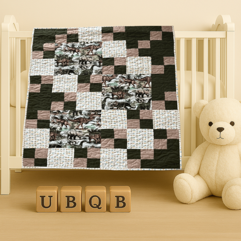 dinosaur handmade baby quilt for sale