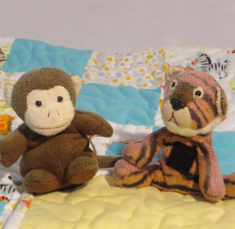 Animal Friends Baby Quilt with monkey and tiger